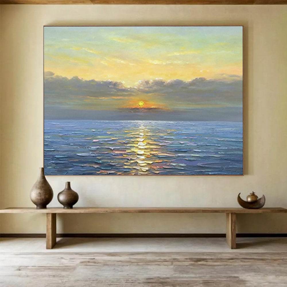 sunset canvas painting seaside design 2
